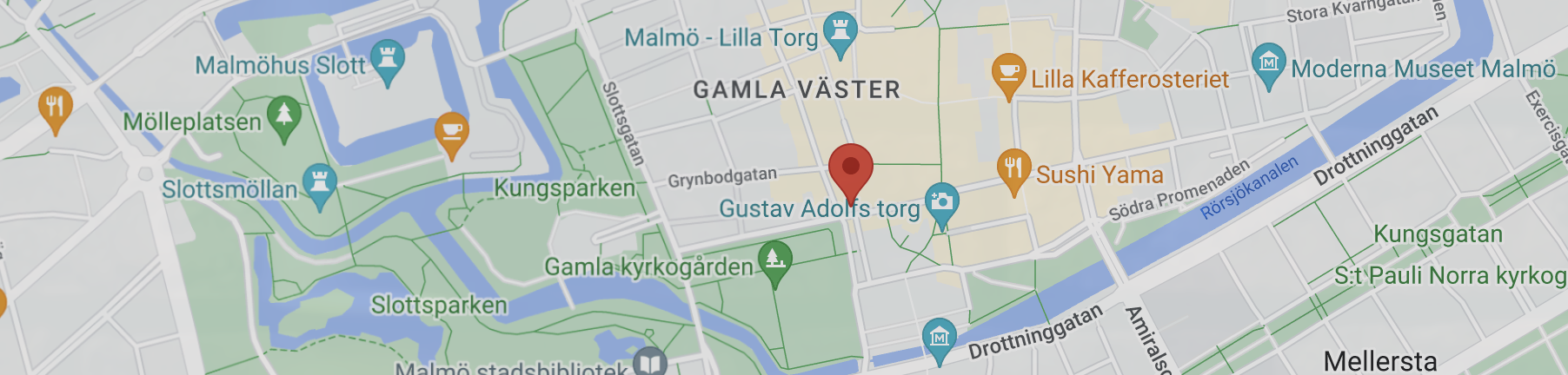 Map showing SN Salon barbershop at Gustav Adolfs Torg, Malmö